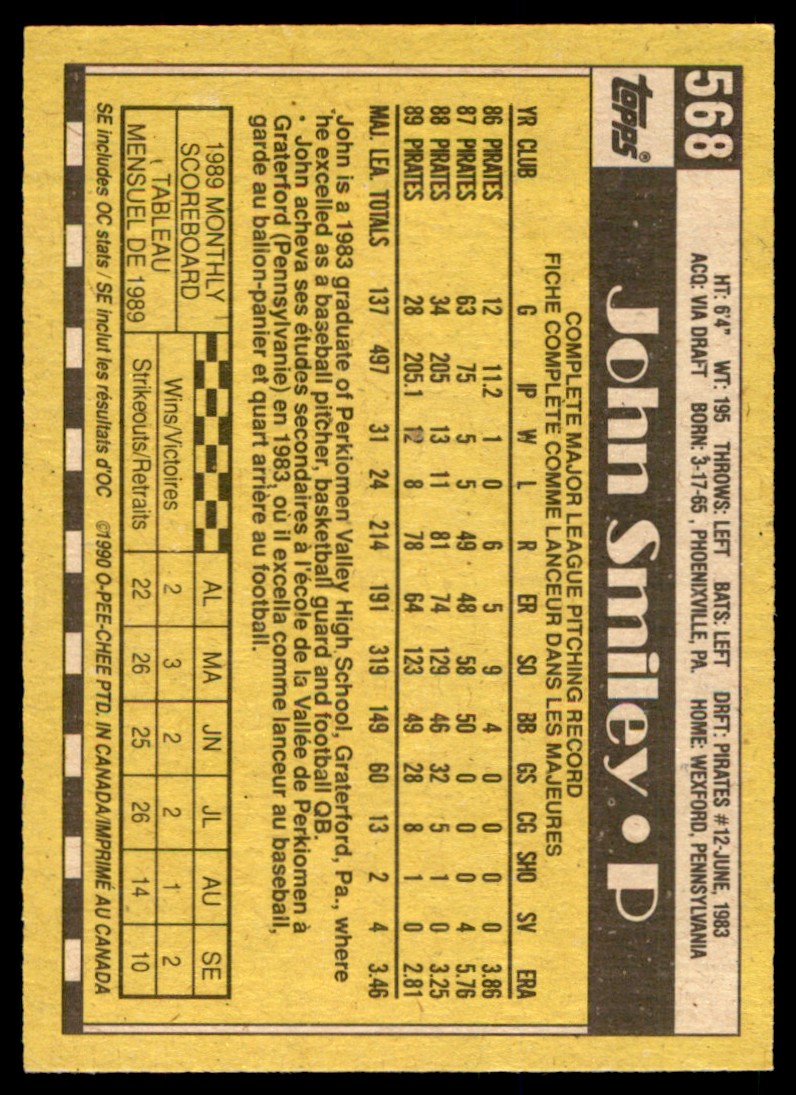 1990 Topps John Smiley Pittsburgh Pirates #568 | eBay