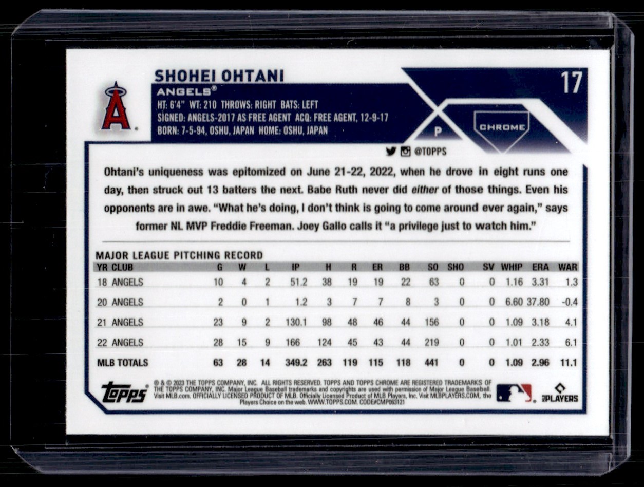 2023 Topps Chrome Shohei Ohtani - MVP #17 card back image