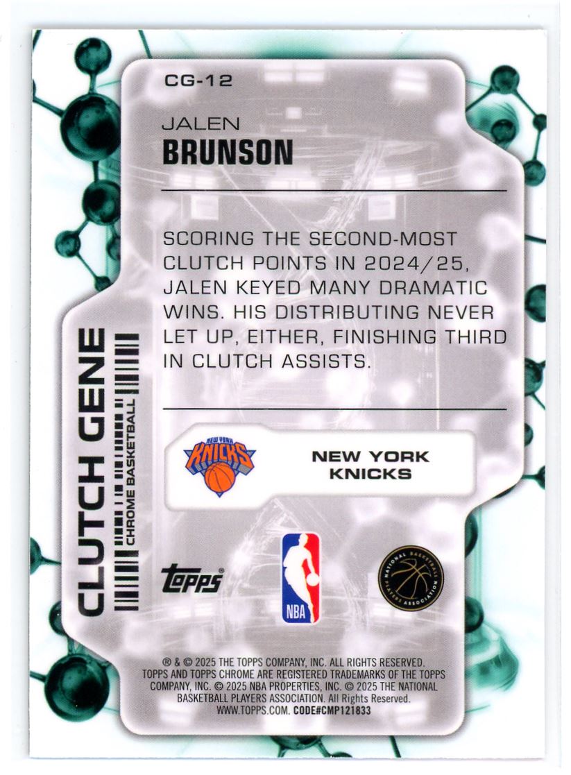 2025-26 Topps Chrome Clutch Gene Jalen Brunson New York Knicks #CG
