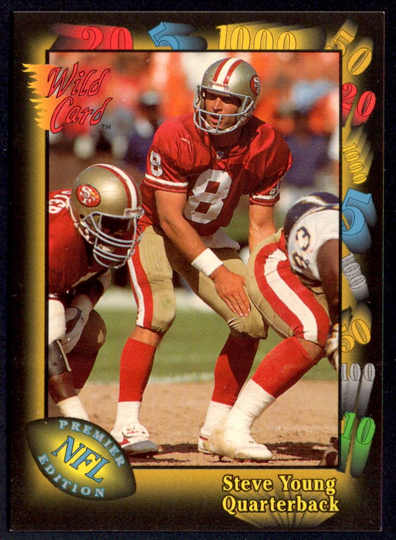 DEAD STOCK NFL 90s 当時物　49ers　スティーグヤング　額 Steve Young 1991 Wild Card Premier Edition #86 San Francisco 49ers