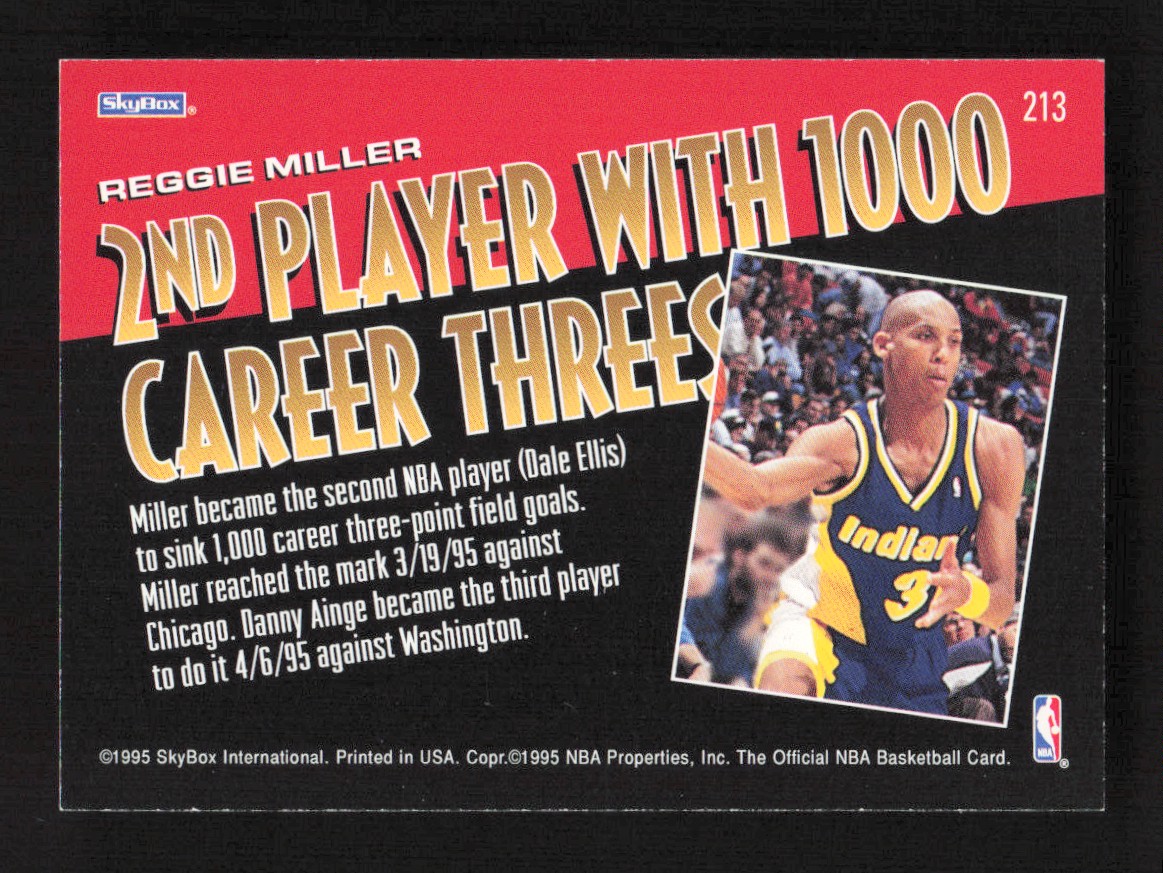 1995-96 NBA Hoops Milestone 1000 Career Threes Reggie Miller