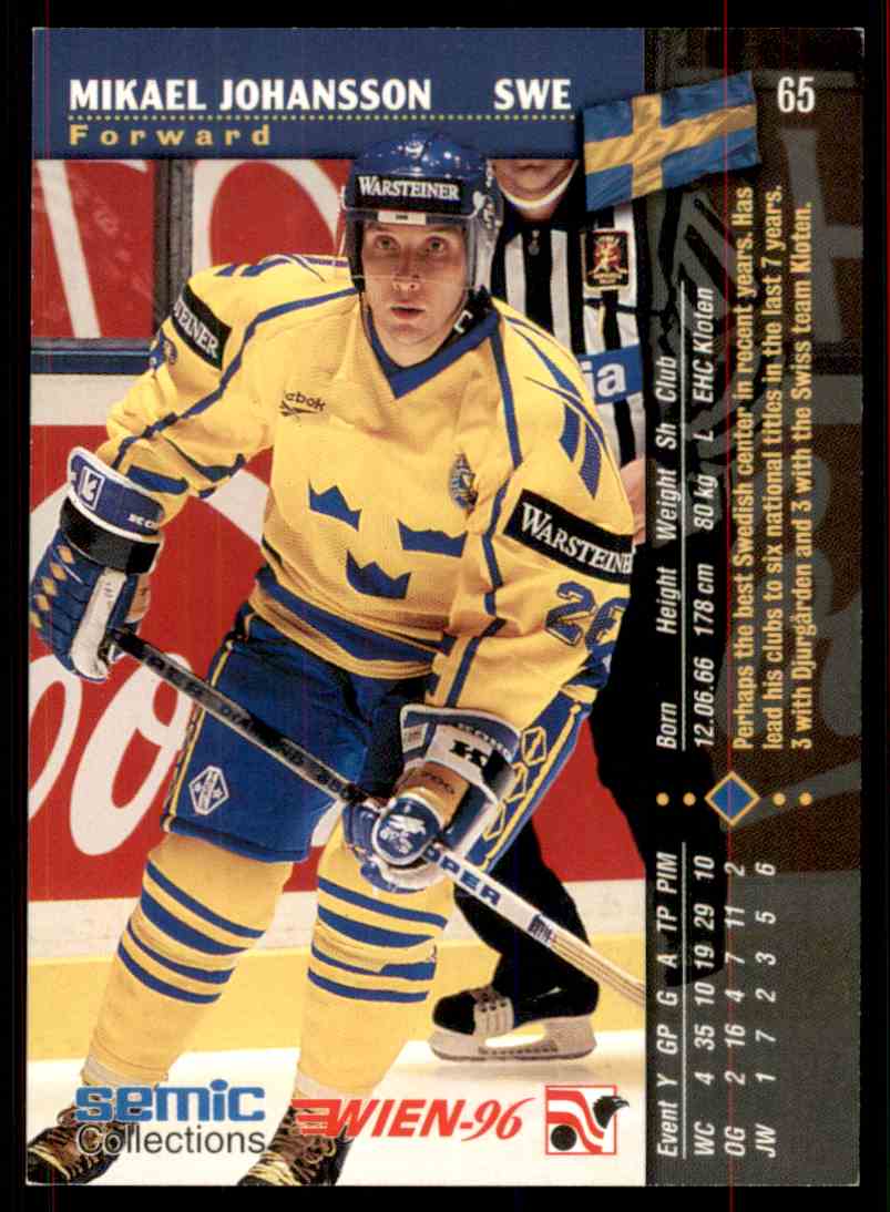 1996-97 Semic Hockey Mikael Johansson #65 card back image