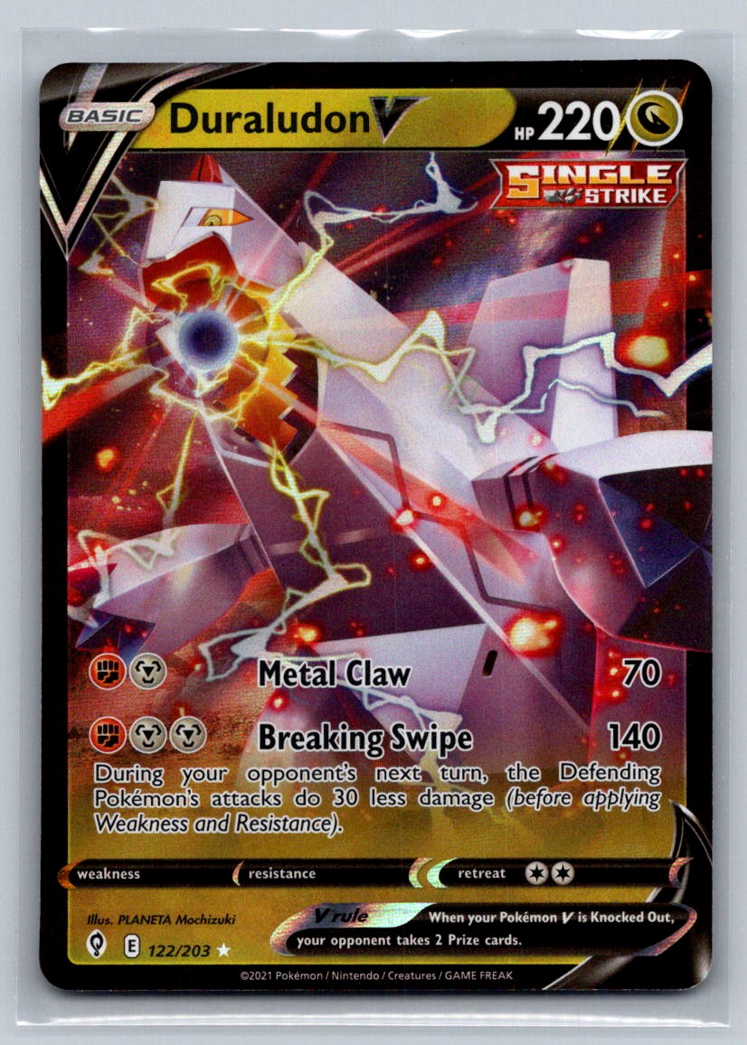 duraludon v pokemon card value 2021 Sword & Shield - Evolving Skies Duraludon V Basic/Rare Holo V #122