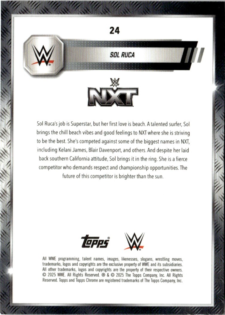 2025 Topps Chrome WWE Geometric Sol Ruca #24 card back image