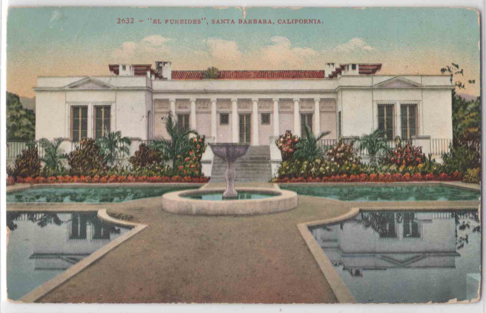 Postcard El Fureidis Mansion Montecito California Ca Front View Little