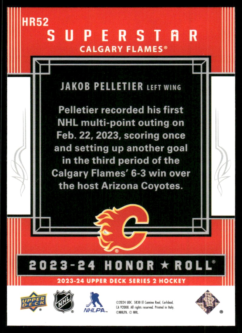 2023-24 Upper Deck Honor Roll Jakob Pelletier #HR52 card back image