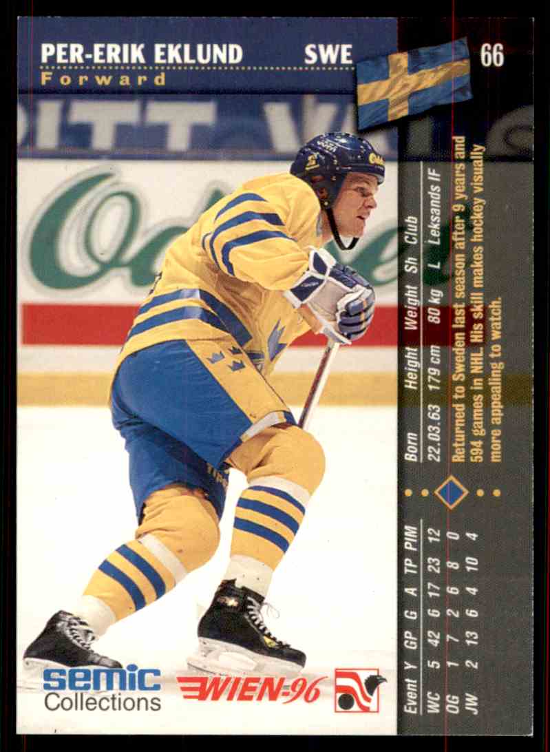 1996-97 Semic Hockey Pelle Eklund #66 card back image