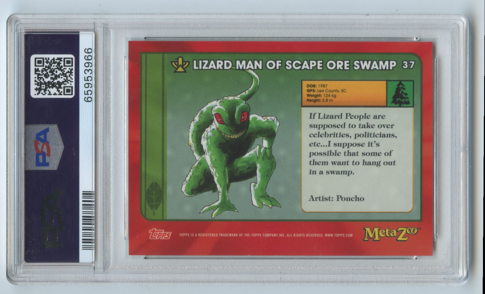 2021 Topps Metazoo Cryptid Nation Series Zero Lizard Man Of Scape Ore Swamp #37 card back image
