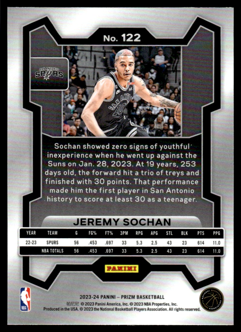 その他 JEREMY SOCHAN SPURS PRIZM AUTO PSA10 2023-24 Panini Prizm Jeremy Sochan San Antonio Spurs #122 | eBay