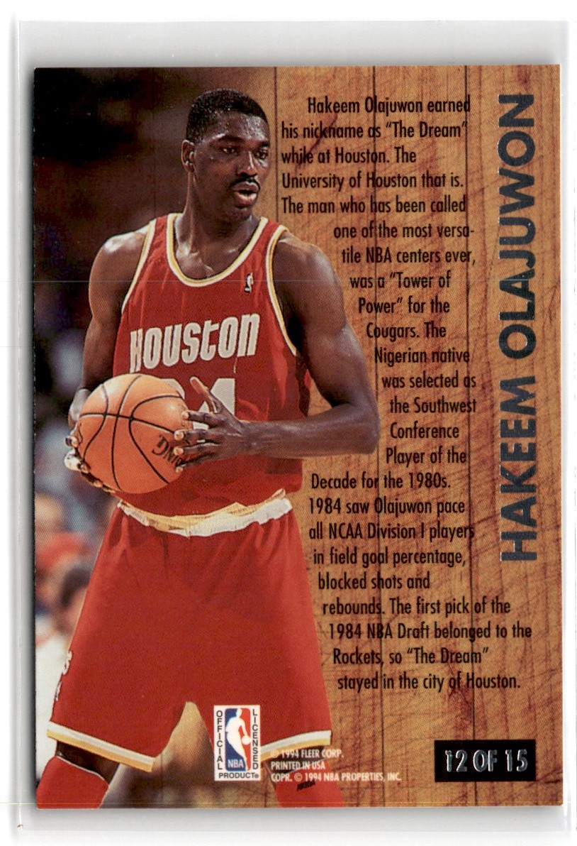 1993-94 Ultra Famous Nicknames Hakeem Olajuwon #12 card back image