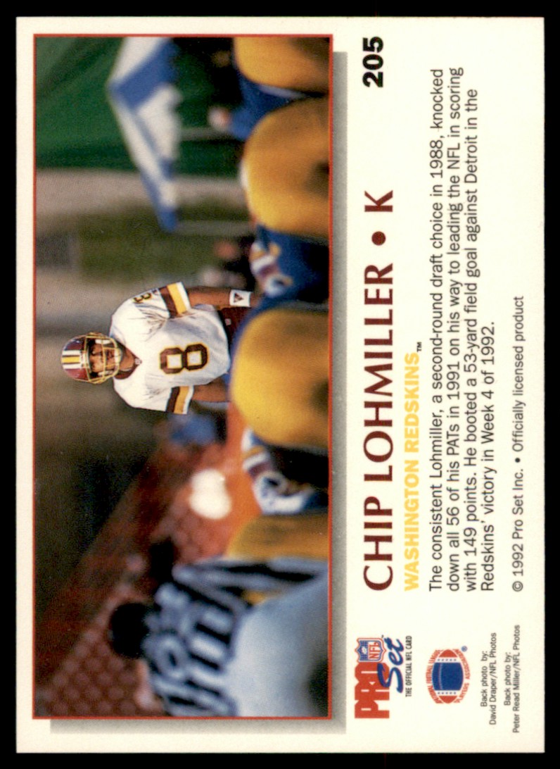 1992 Power Chip Lohmiller #205 card back image