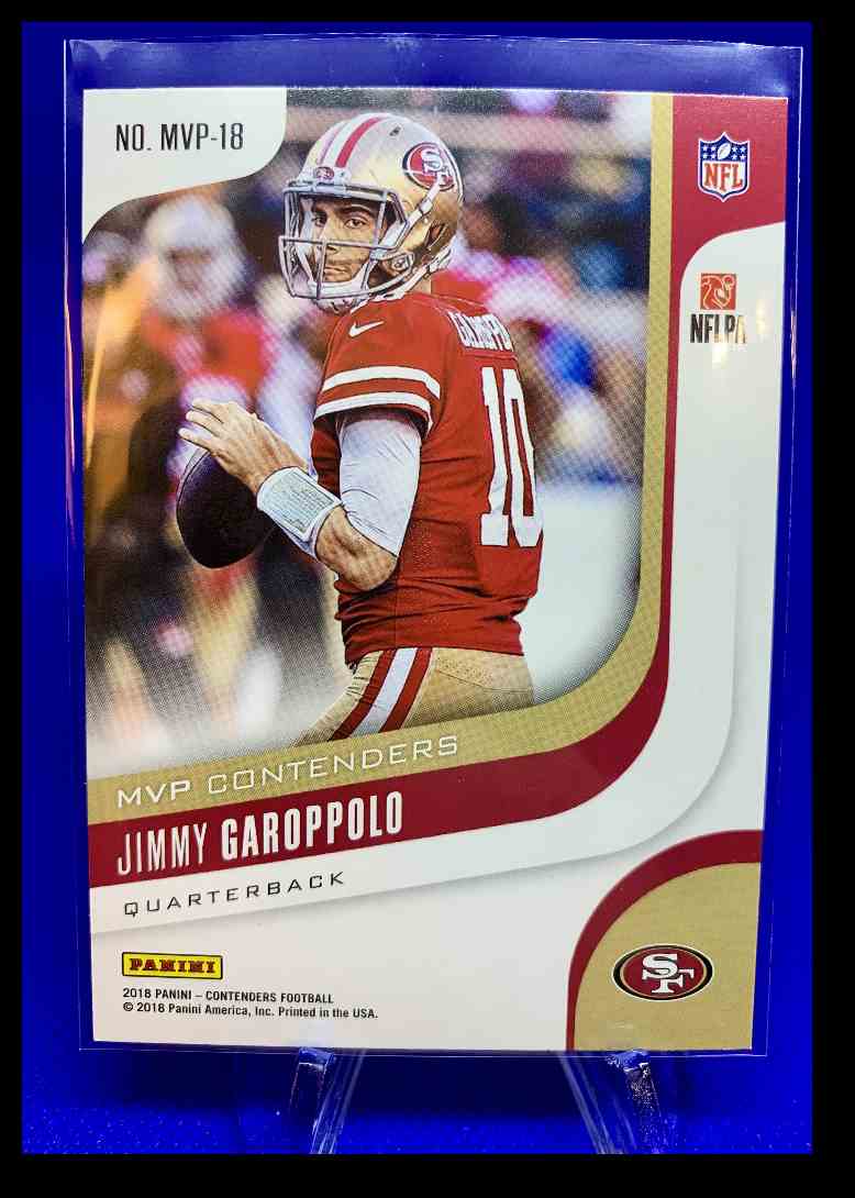 2018 Panini Contenders MVPs Jimmy Garoppolo MVP Contender #MVP-18 card back image
