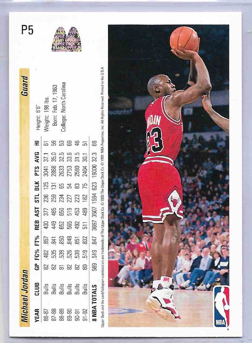 1993-94 Upper Deck McDonald Michael Jordan #P5 card back image