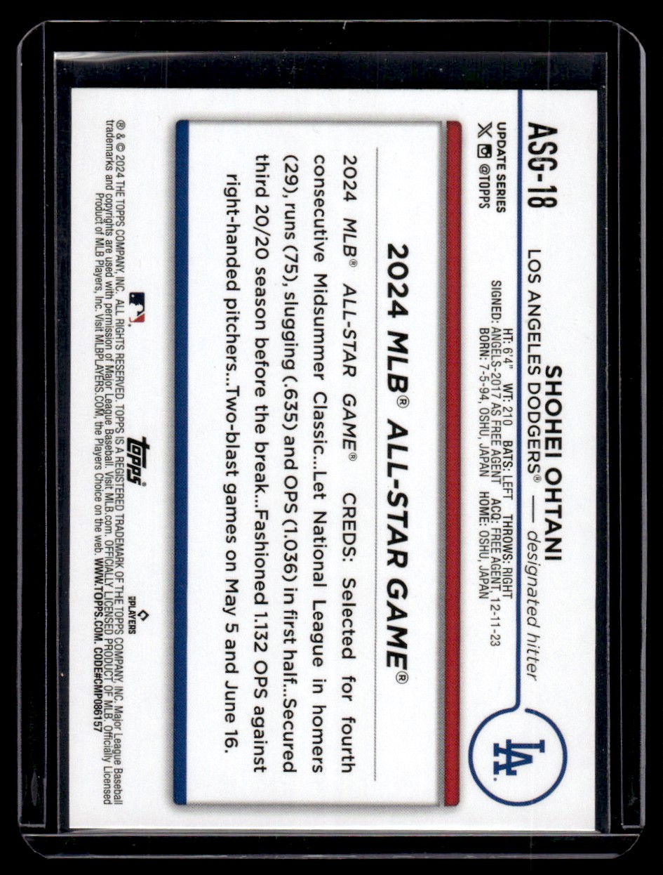 2024 Topps Update 2024 All-Star Game Shohei Ohtani Los Angeles