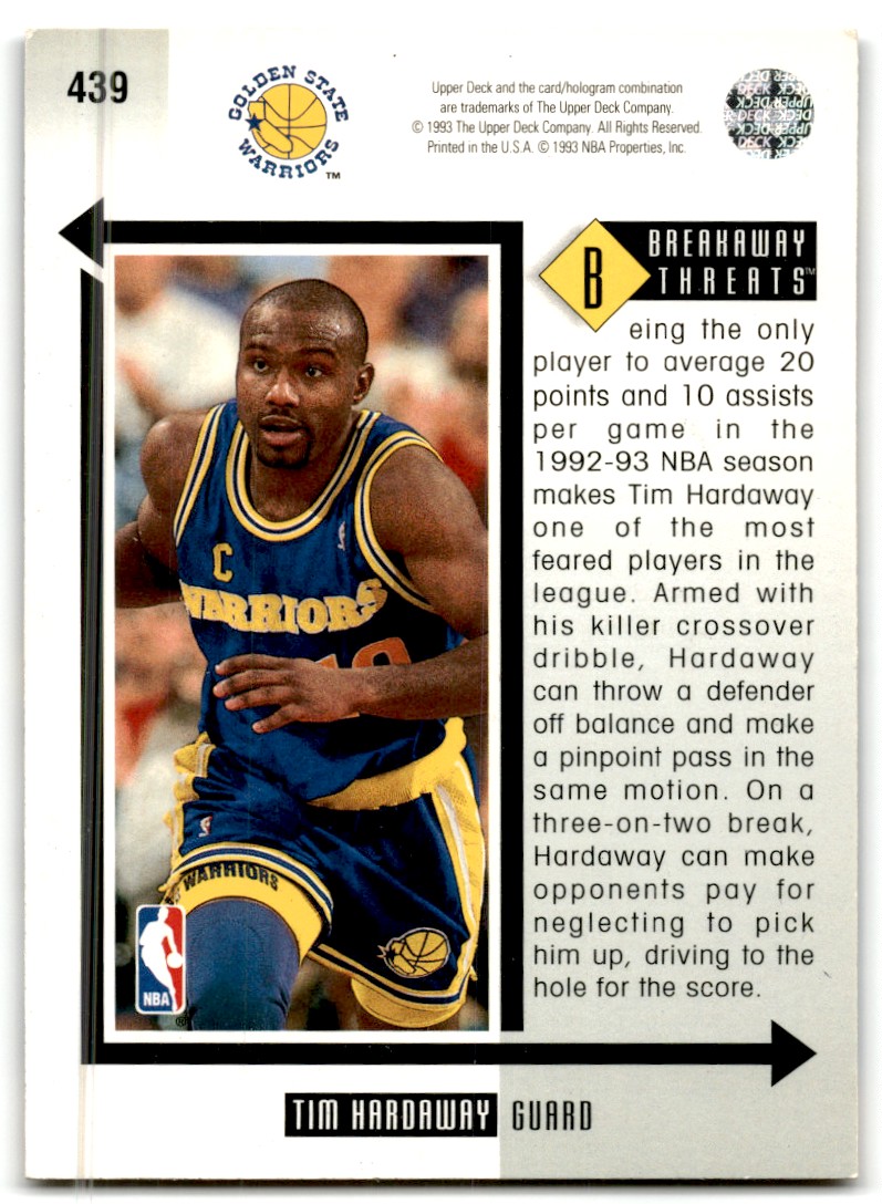 1993-94 Upper Deck Tim Hardaway #439 card back image