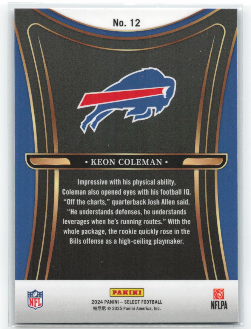 2024 Select Keon Coleman #12 card back image