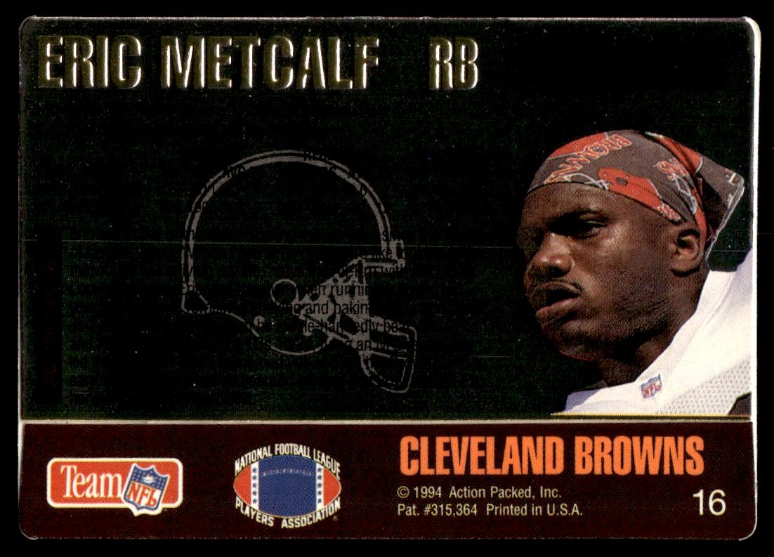1994 Action Packed Eric Metcalf #16 card back image