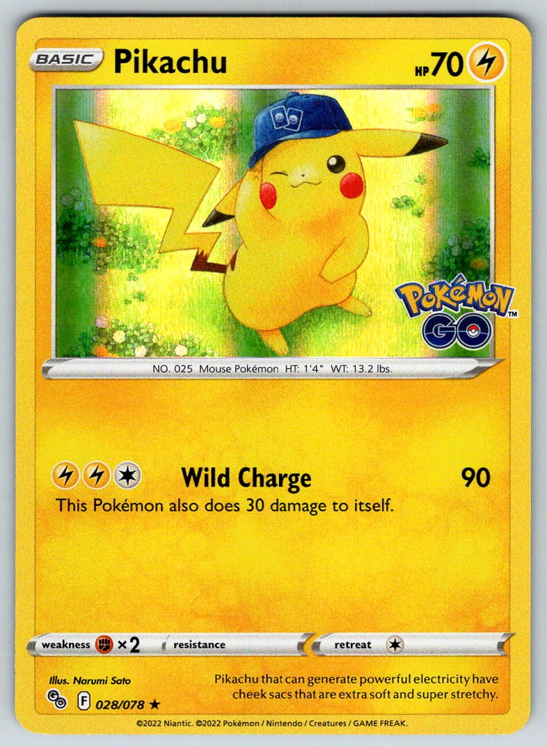 2022 POKEMON GO PIKACHU HOLO BASIC HOLO #028/078 HP 70 | eBay