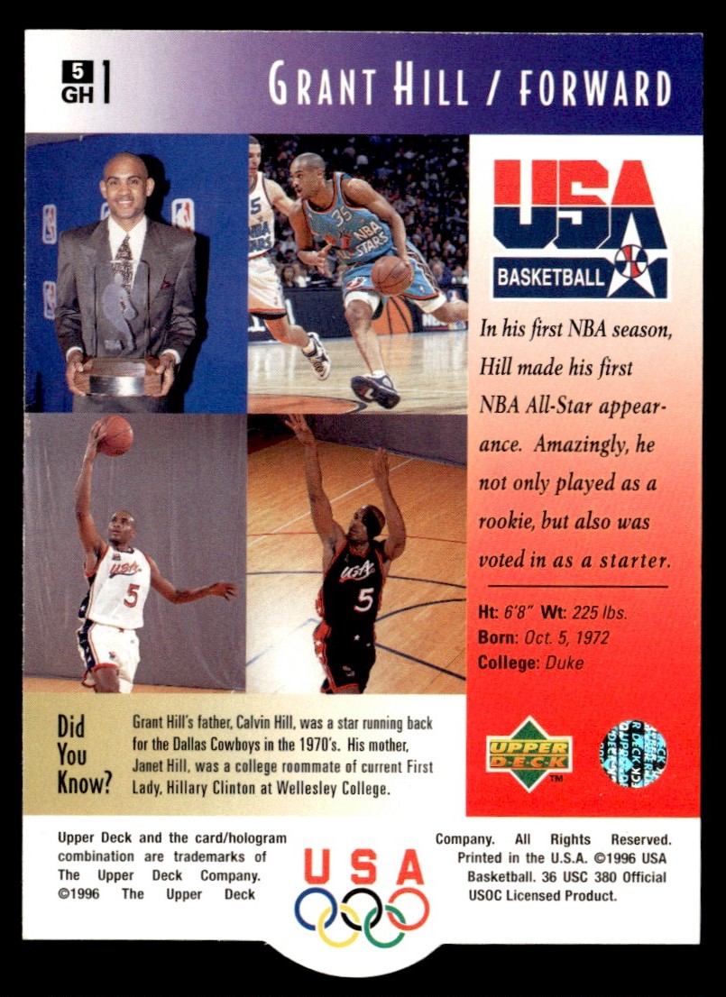 1996-97 Upper Deck USA Grant Hill USA #5 | eBay