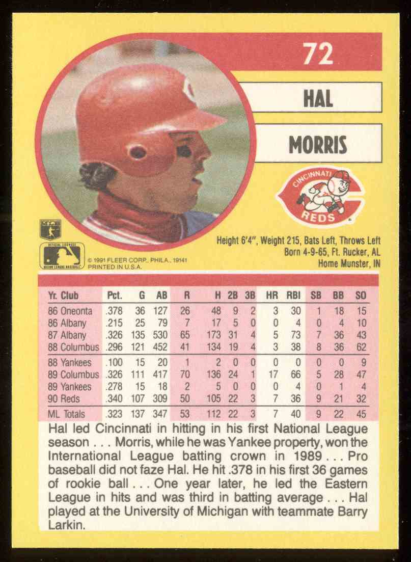 1991 Fleer Hal Morris #72 on Kronozio