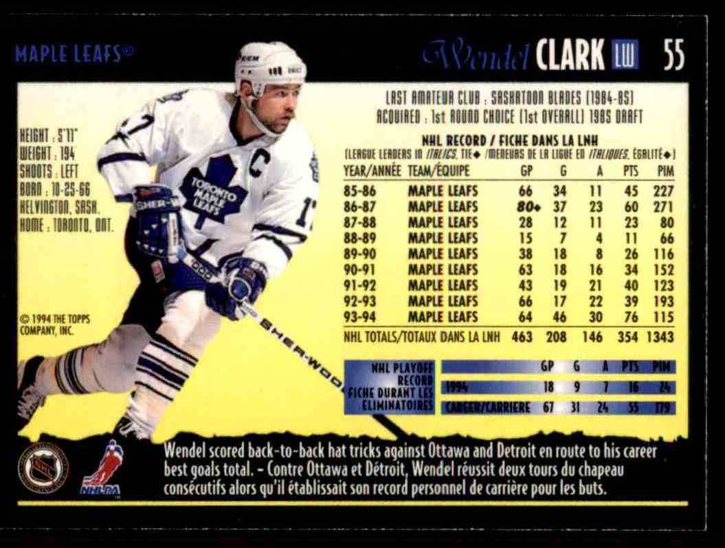 Wendel Clark Chicago Blackhawks Hockey Cards