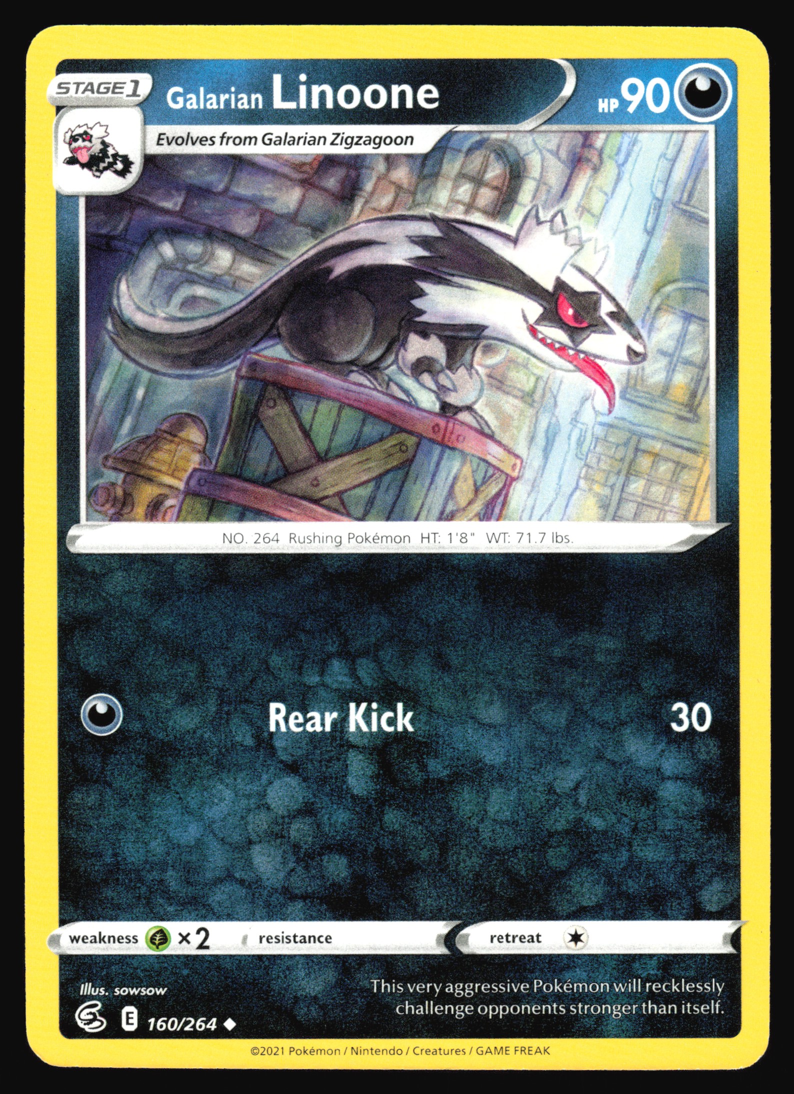 2021 Pokemon TCG Galarian Linoone 160/264 Fusion Strike Uncommon