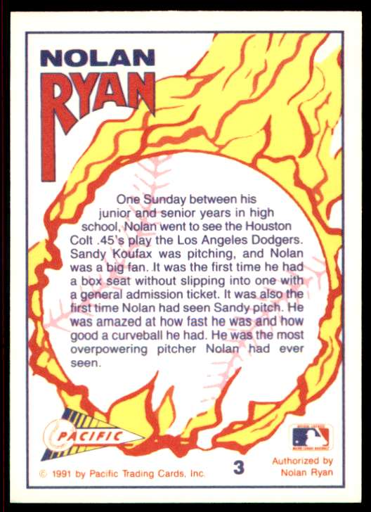 1991 Pacific Nolan Ryan Texas Express Nolan Ryan #3 card back image