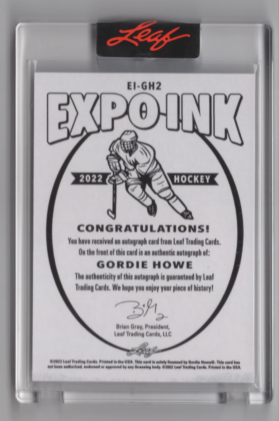 2022-23 Leaf Expo Ink Gordie Howe #EI-GH2 card back image