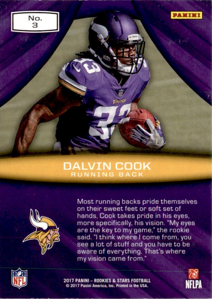 2017 Panini Rookies & Stars Rookie Rush Dalvin Cook #3 card back image