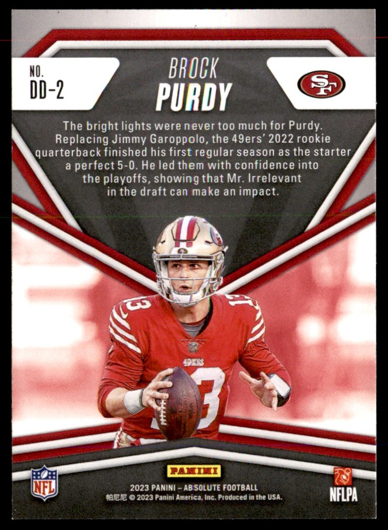 2023 Panini Absolute Draft Diamonds Brock Purdy #DD-2 card back image