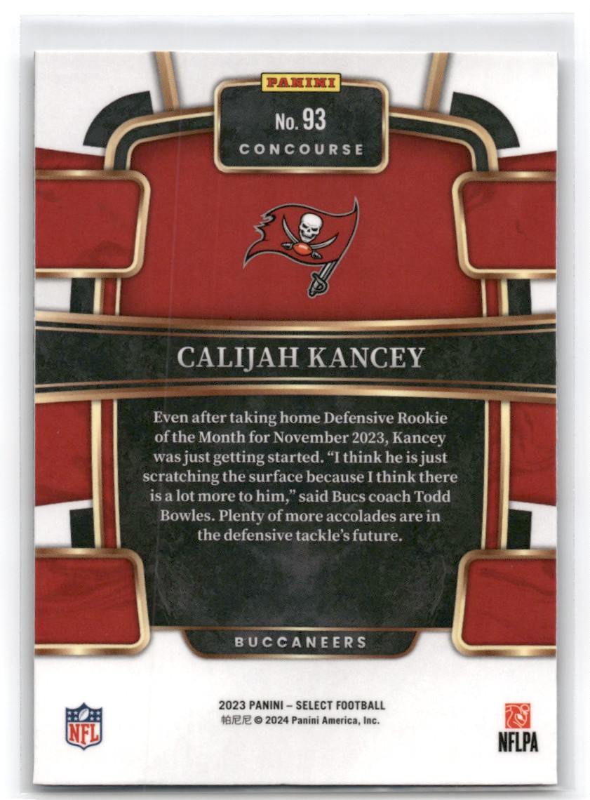2023 Select Football Calijah Kancey #93 card back image