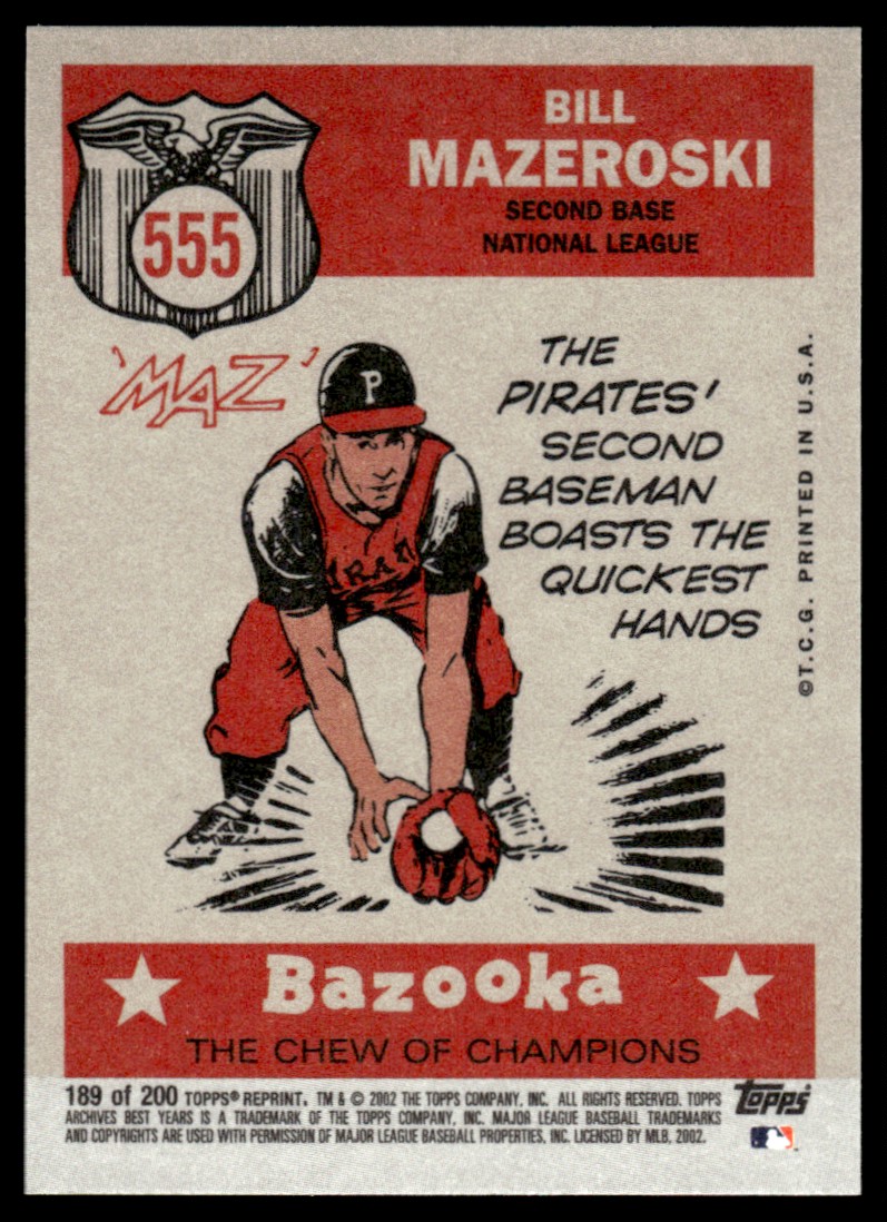2002 Topps Archives Bill Mazeroski #189 card back image