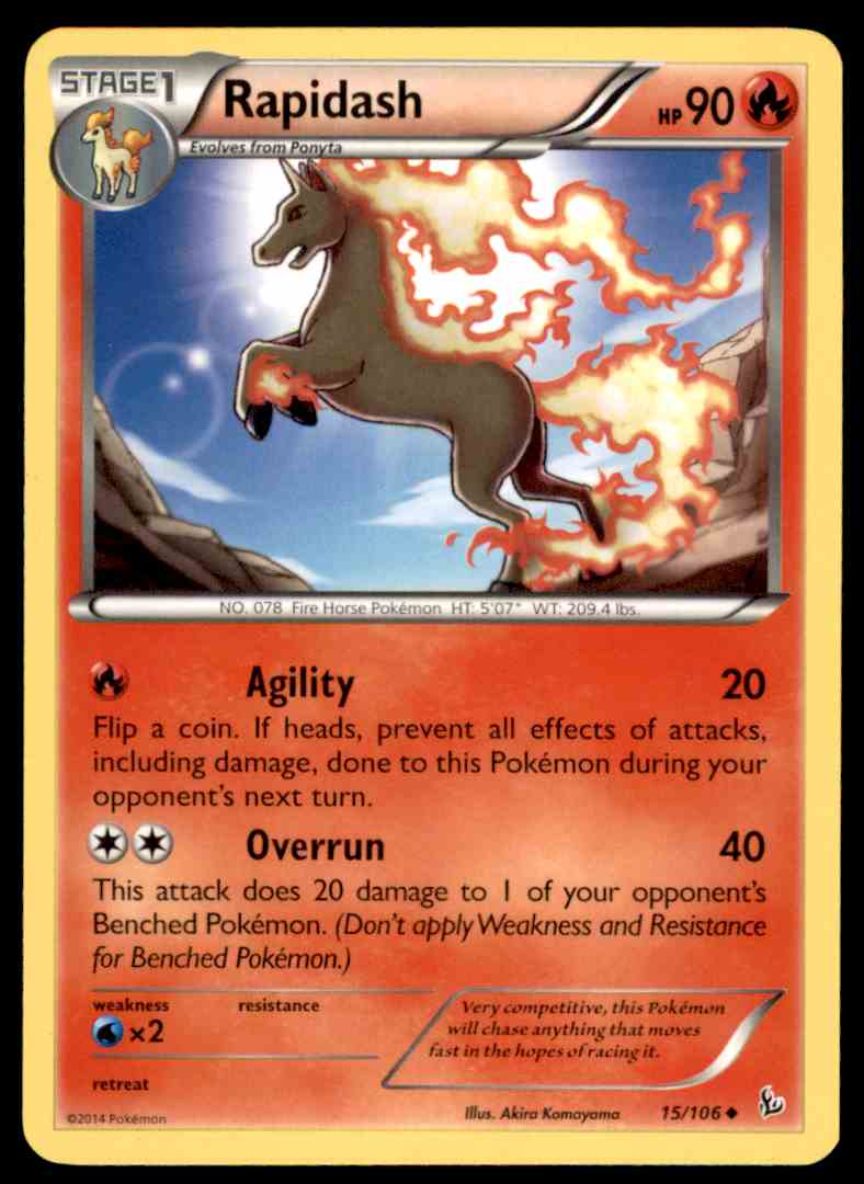 2014 Pokemon Card Xy Flashfire Rapidash 15 On Kronozio