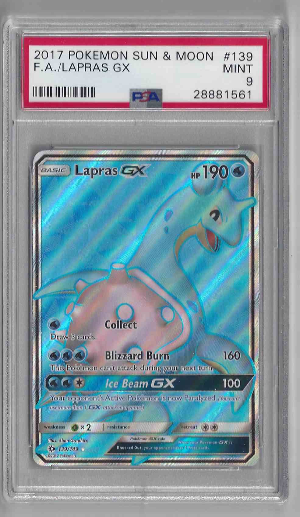 2017 Pokemon Sun Amp Moon Sun Amp Moon Lapras Gx 139 On Kronozio