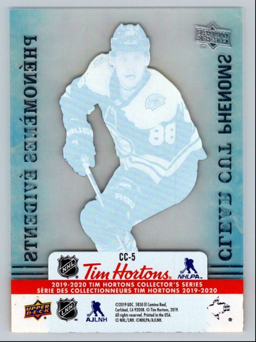2019-20 Upper Deck Tim Hortons Clear Cut Phenoms David Pastrnak #CC-5 card back image