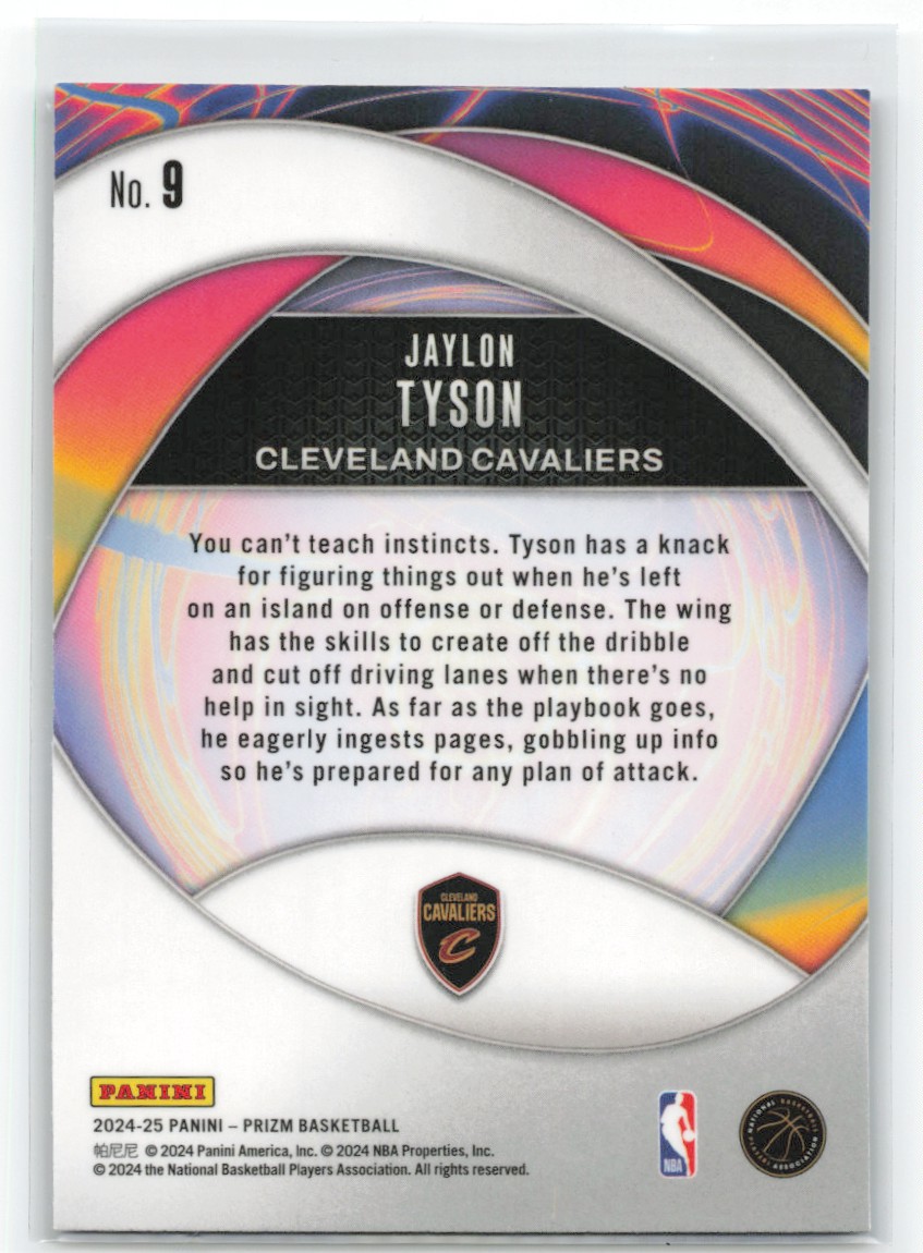 2024-25 Prizm Jaylon Tyson #9 card back image