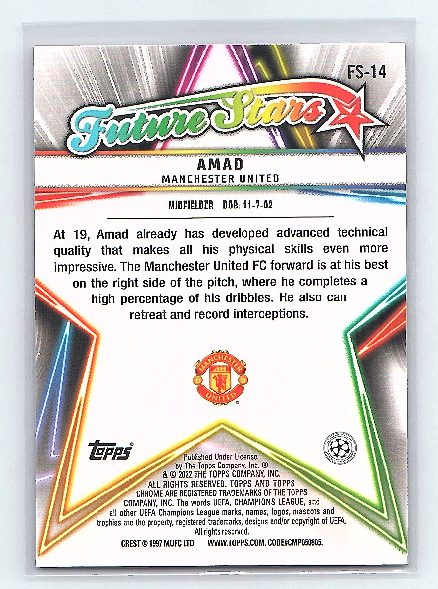 2022 Topps UEFA Champions League Future Stars Amad #FS-14 card back image