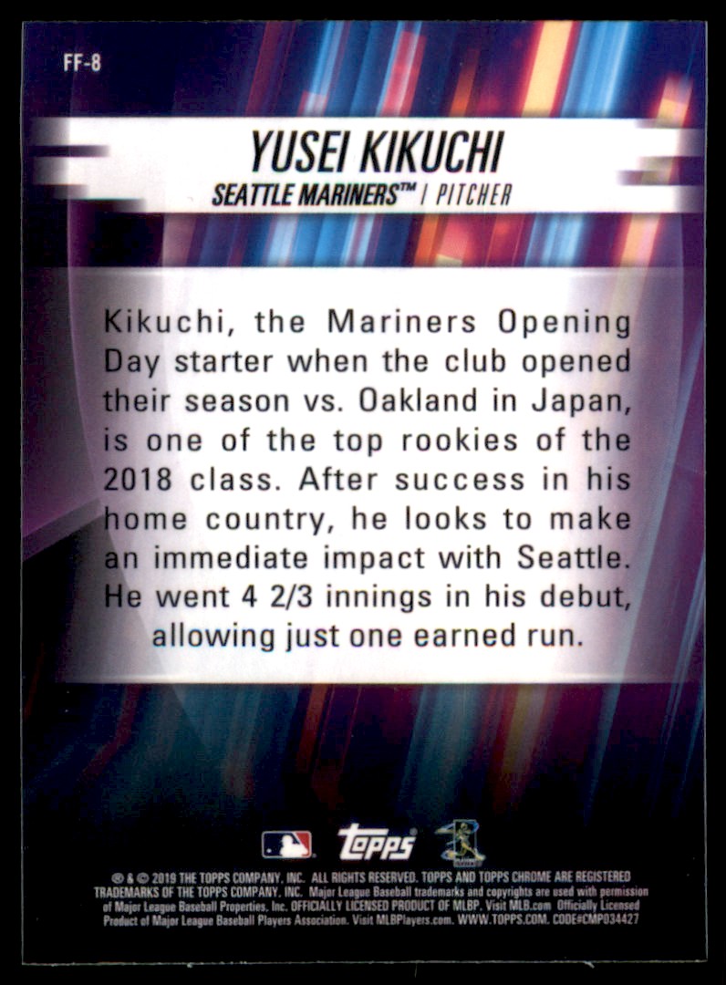 2019 Topps Chrome Freshman Flash Yusei Kikuchi #FF-8 card back image