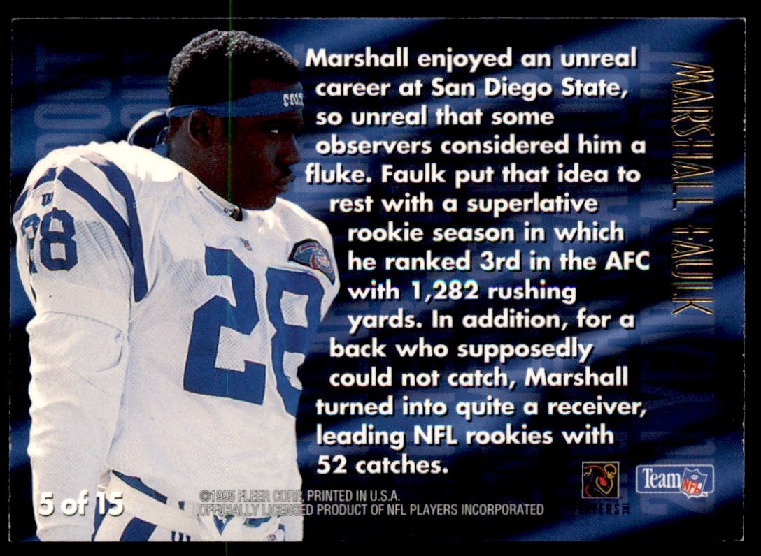1995 Ultra 2nd Year Standouts Marshall Faulk #5 card back image