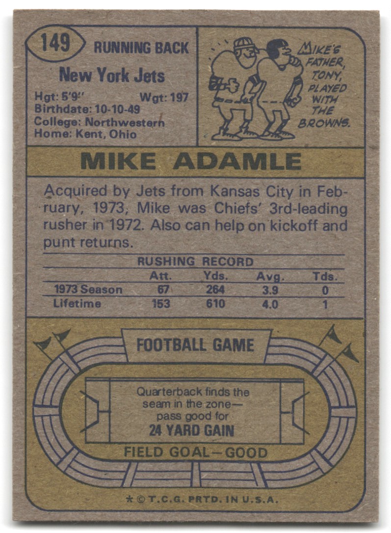 1974 TOPPS SET BREAK RC NR-MINT #149 MIKE ADAMLE | eBay