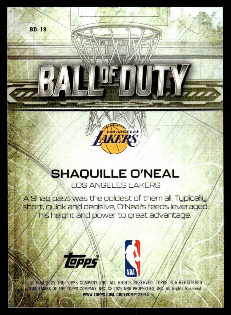 SHAQUILLE O'NEAL 2025-26 TOPPS CHROME BALL OF DUTY #BD-18 | eBay