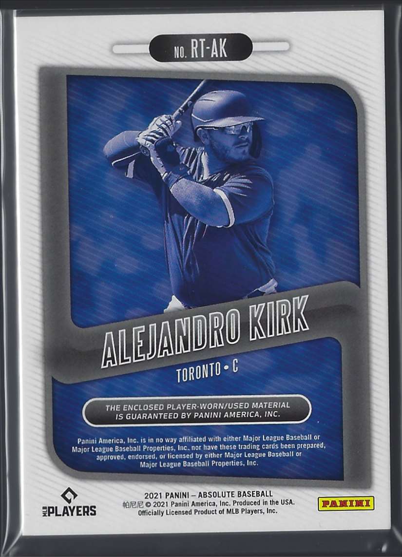 2021 Absolute Rookie Threads Alejandro Kirk #RTAK card back image