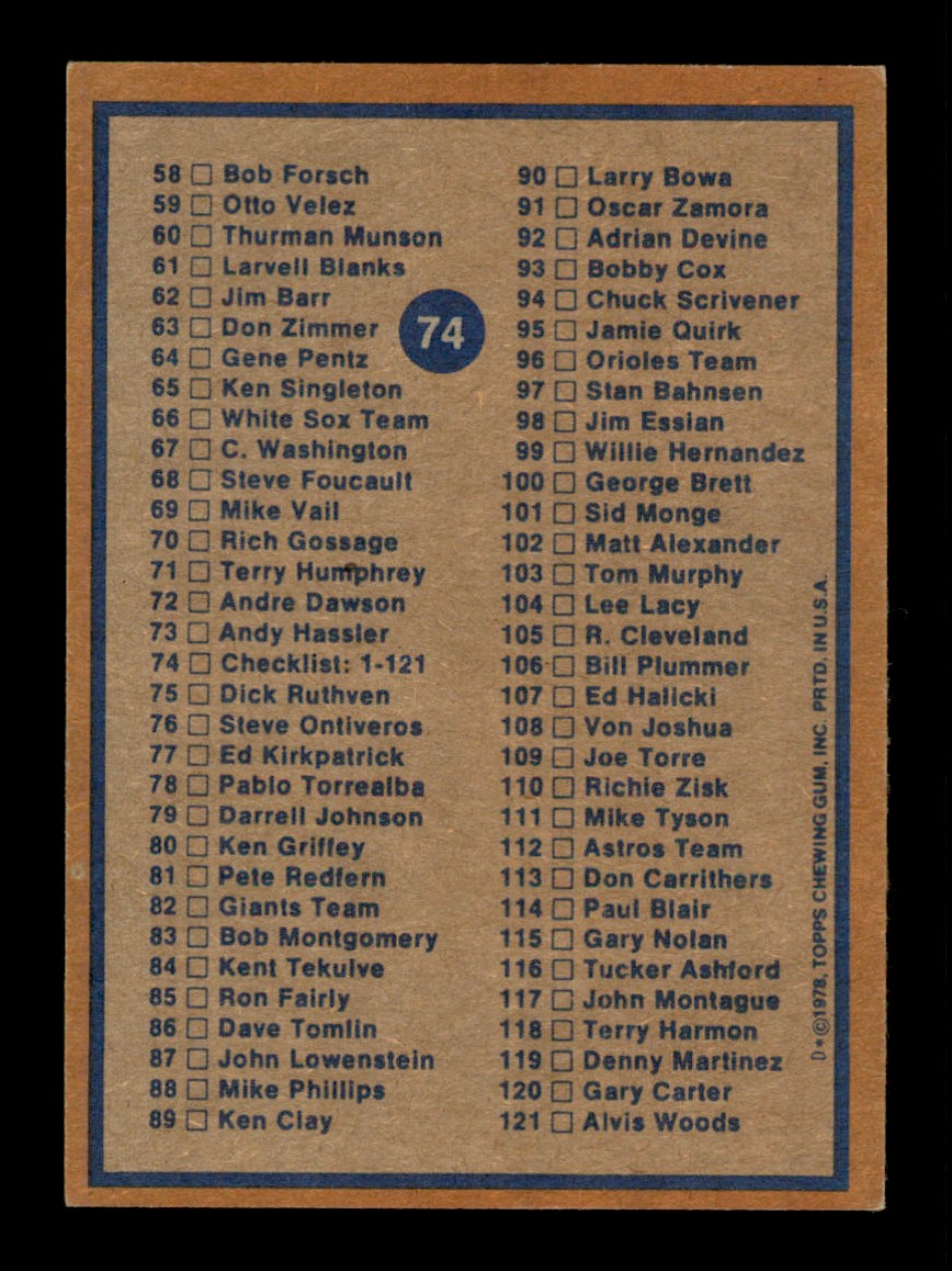 Topps Baseball #1-250 1978 - TÚ ELIGES - Completa tu conjunto - Imagen 148 de 499