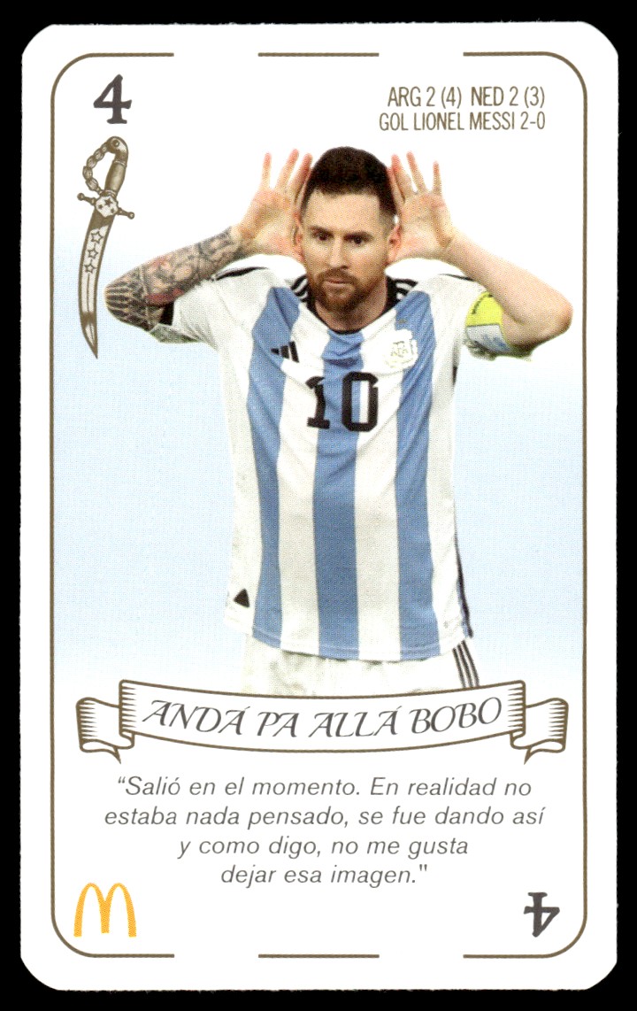 2022 Panini McDonalds World Cup Champs Lionel Messi Alla Bobo