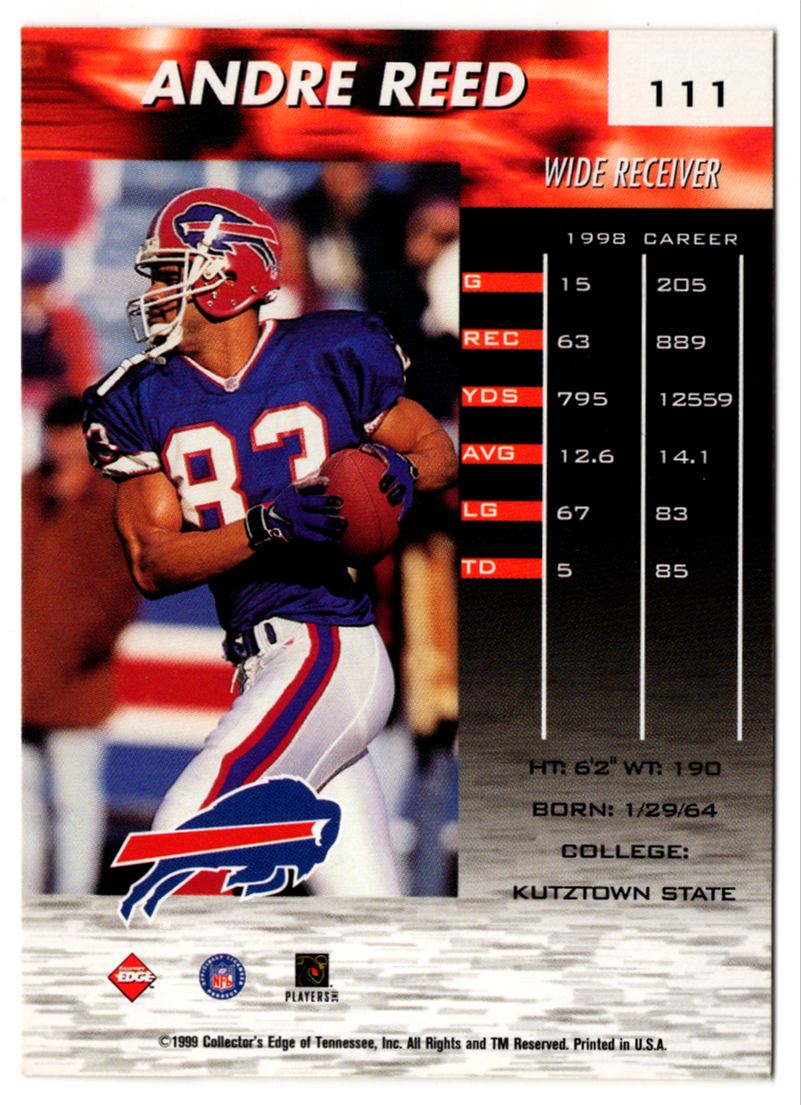 1999 Collector's Edge Fury Andre Reed #111 card back image