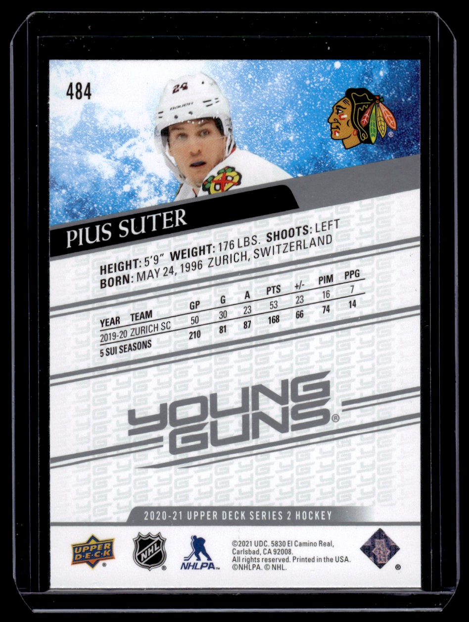 2020-21 Upper Deck Pius Suter #484 card back image
