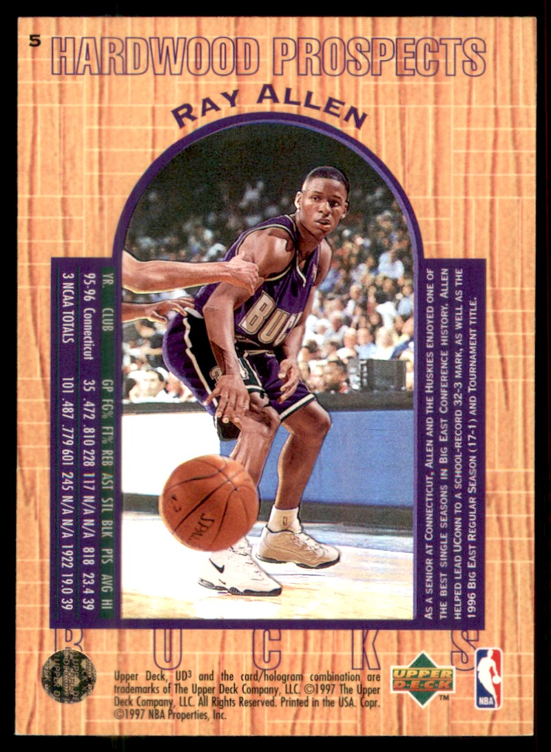 1996-97 Upper Deck UD3 Ray Allen #5 card back image