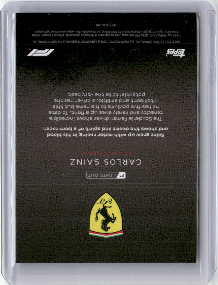 2021 Topps Formula 1 Lights Out Carlos Sainz #12 card back image