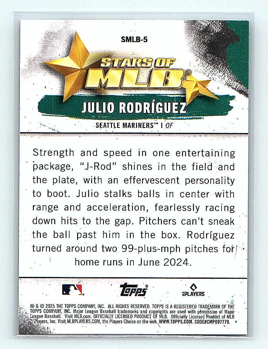 2025 Topps Stars of MLB Julio Rodriguez #SMLB-5 card back image
