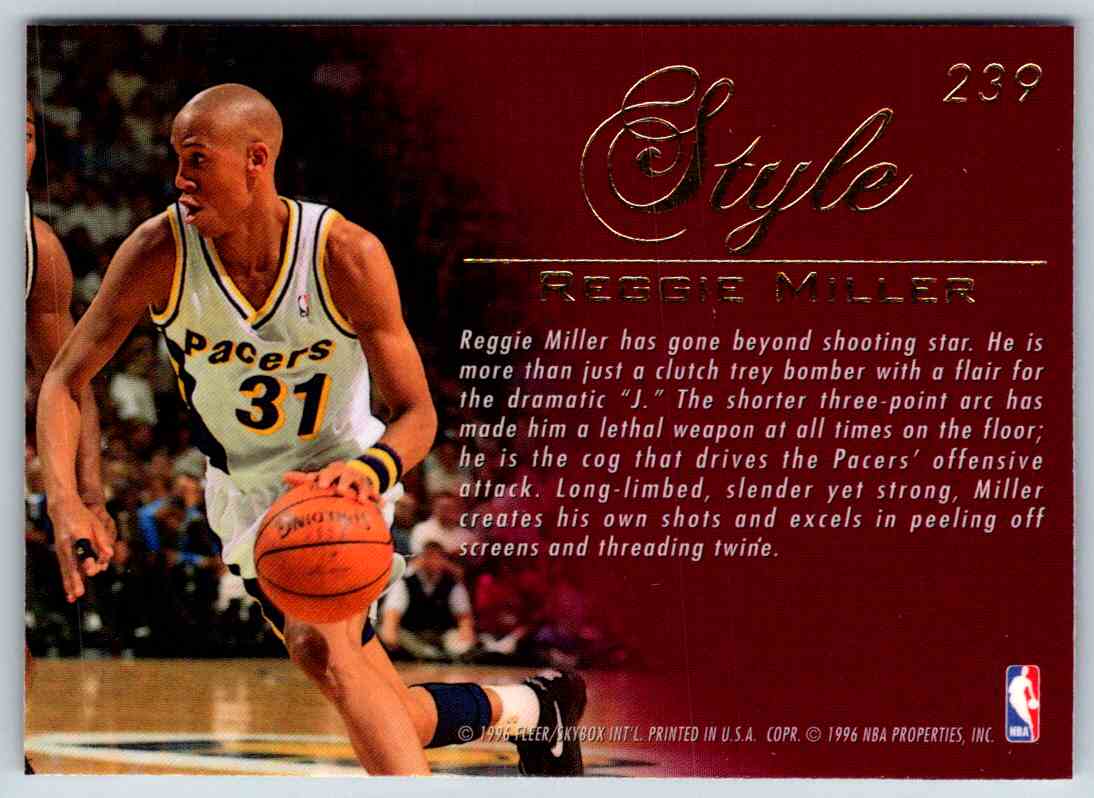 1995-96 Flair Style Reggie Miller #239 card back image